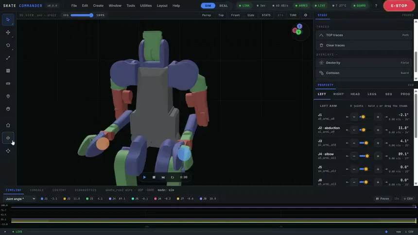 Mirror mode drives both arms from one slider in the cockpit