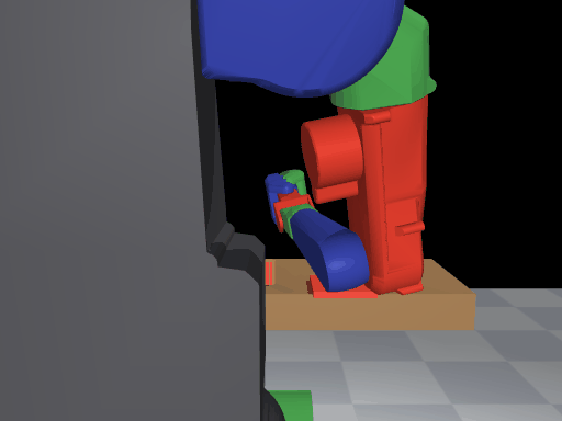 An external push on the wrist makes the arm yield along the pushed axis and spring back to its nominal pose when the force is removed